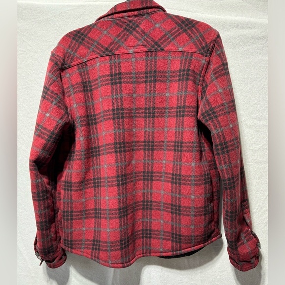 Men’s VOYAGER plaid Fleece Coat Black/red Snap Buttons Size Small - Picture 8 of 8